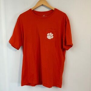 Southern Tide Mens Orange Clemson Paw‎ Print Pocket T Shirt Large Cotton